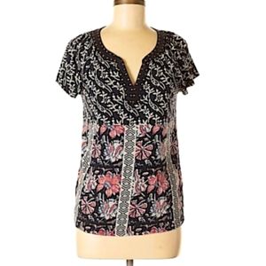 Lucky Brand Short Sleeve Floral/Tribal Top